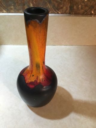 Vintage Royal Haeger Ceramic Bud Vase Black Orange & Red
