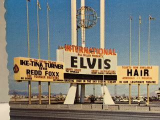 Vintage Las Vegas,  NV,  International Hotel,  Elvis Marquee,  1969 Vintage Postcard 2