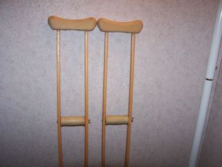 Vintage Adult Wooden Crutches Up To 350 Pounds In