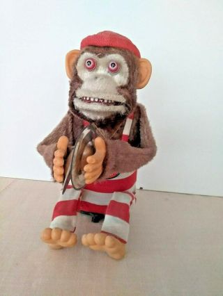 JOLLY CHIMP Cymbal Monkey Toy ID Tag Hsin Chi Toys H C Red Cap VTG 2