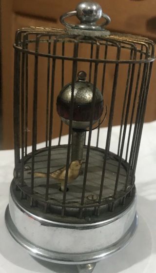 Vintage Mechanical Animated Brass Metal Wind Up Miniature Bird Cage Clock 12 Hr