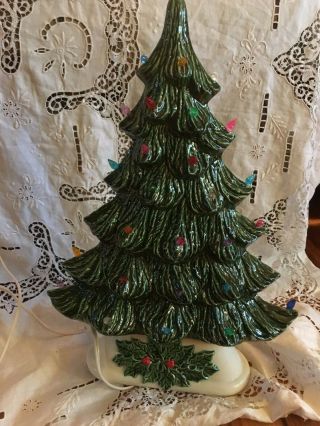 Vtg Ceramic Light Up Christmas Tree Base And Flat Mold 17in