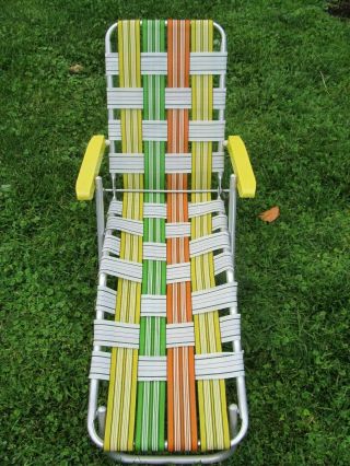 Multicolor Child Aluminum Webbing Folding Lawn Chair Chaise Lounge Beach Vtg