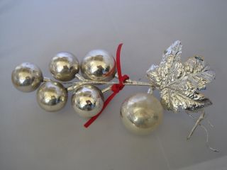 Christmas Silver Ball Ornament Floral Pick Vintage