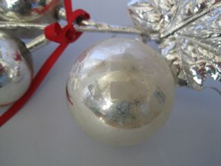 Christmas Silver Ball Ornament Floral Pick Vintage 3