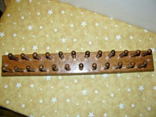Vintage WOOD 24 PEGS TIE RACK Belt Necklace HOLDER Wall - Mount CLOSET 3