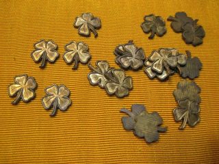 Vtg 4 - Leaf Clovers Brass Jewelry Findings Stampings 11mm