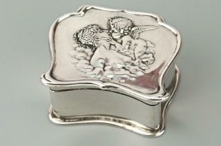 Rare Art Nouveau 1901 Solid Silver Cherub & Nude Lady Snuff Box Henry Matthews