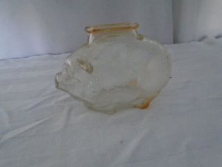 Vintage Anchor Hocking Small Carnival Glass Pig Piggy Bank 4.  5 " Amber Marigold