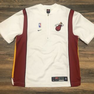 Vintage Miami Heat Nike Basketball Nba 1/2 Zip Warm Up Jersey Shooting Shirt Lg