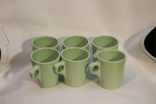 Set Of 6 Vintage Arrowhead Seafoam Green Melmac Melamine Coffee Cups Mugs Usa