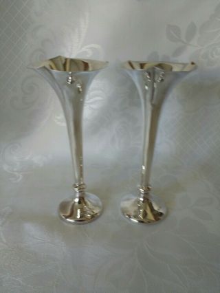 James Dixon And Sons Silver Trumpet Vases Sheffield 1906