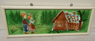 Vintage Hansel And Gretel Handpainted Wall Tiles Framed Picture Gretal Anderson