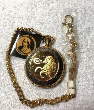 Franklin Precision Pocket Watch Colt Lightening Chain & Tag Gold - Tone