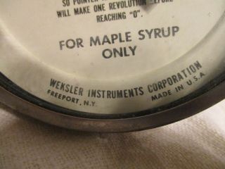 Vtg MAPLE SYRUP THERMOMETER - Weksler Co.  - Vt.  N.  H.  Sap Tap Boil Maple Candy Tool 3