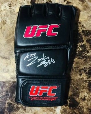 Chan Sung Jung (the Korean Zombie) Auto Signed “ufc/mma” Glove Silver Ink