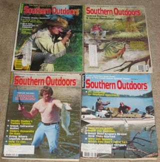 Vintage Magazines Southern Outdoors 4 Issues February,  March,  April,  June 1979