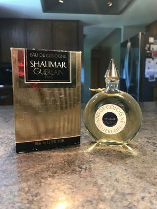 Vintage Shalimar Guerlain Eau De Cologne 1.  7 Oz Bottle