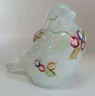 Fenton Glass Vintage Fat Breasted Opalescent Bird Hand Painted By B Huggins