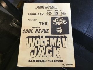 Wolfman Jack Vintage 1970 Concert Flyer Handbill
