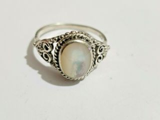 Stylish Vintage Moonstone Solid Silver Ring Marked 925 Ring Size M M1/2
