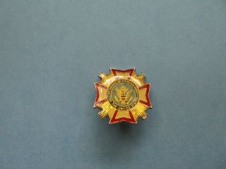 Vintage Veterans Of Foreign Wars Pin U.  S.  Enamel Cross Goldtone