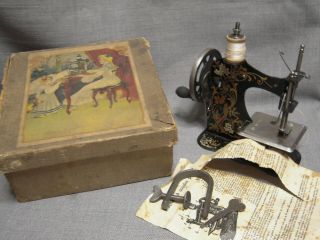 Antique German Toy/miniature Sewing Machine,  Box