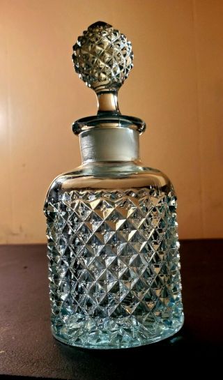 Westmoreland English Hobnail Aqua Blue Bottle Cologne Stopper Vintage Glass