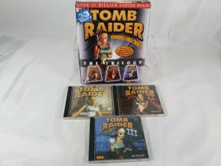 Tomb Raider The Trilogy Big Box Vtg Pc Computer 3 Games Complete A1