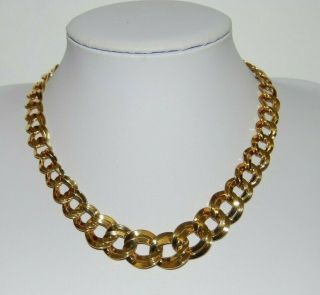 Vintage Bold Monet Gold Toned Metal Double Links Choker Statement Chain Necklace