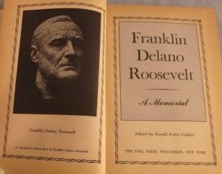 Franklin Delano Roosevelt A Memorial Ed.  By Donald Porter Geddes 1945 Hardcover