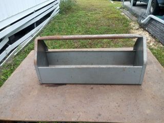 Vintage Gray Metal Tool Box Tray Caddy Tote 6 X 18 Carpenter Handyman