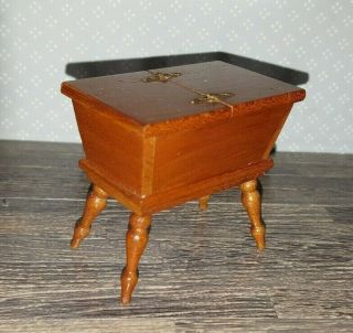Dollhouse Miniature Vintage Wood Dough Box/table W/hinged Top By Warren Dick