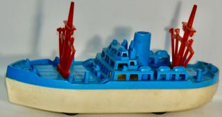Vintage Renwal 139 Plastic Blue & White Freighter Ship Made In U.  S.  A.  Ca.  1950s