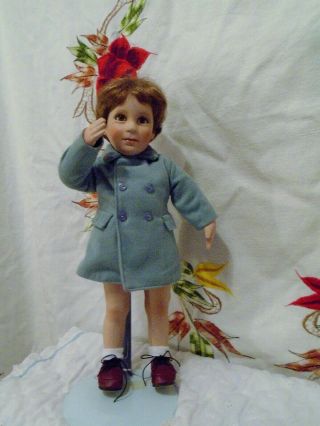 A Farewell Salute John - John Porcelain Doll Elke Hutchens Danbury 12 " Tall