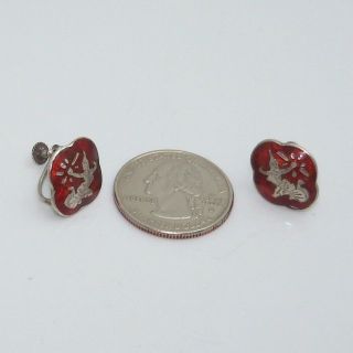 Sterling Silver/925 Vintage Red Siam Screw Earring 4.  5mm.  65 