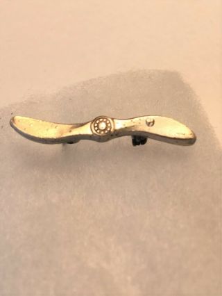 Vintage Sterling Silver Lapel Pin Airplane Propeller