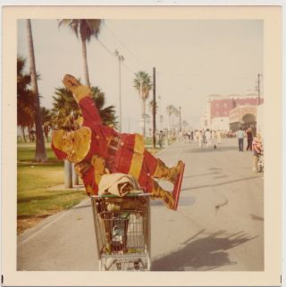 Santa Claus In Homeless Street Cart @ Venice Beach Ca Vtg 70 