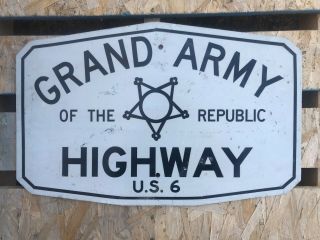 Connecticut Grand Army Of The Republic Highway Marker Road Sign 1960s Us Route 6