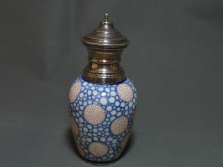 Antique 19th Century Dutch Sterling Silver Top Porcelain Tea Canister
