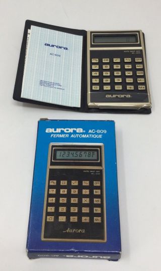 Aurora Ac - 809 Auto Shut Off Calculator Box Manuals Vintage Japan