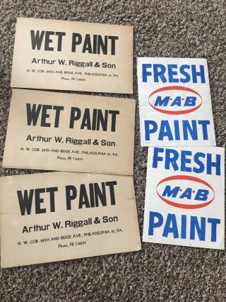 Wet Paint - Fresh Paint - 5 Vintage Wet Paint Signs - Philadelphia