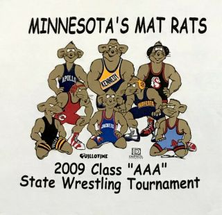 Vtg Minnesota Singlet High School Wrestling Team T Shirt Medium Mat Rat Gym Mens