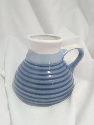 Vintage No Spill Coffee Mug Pottery Ceramic No Slip Wide Bottom Travel Mug Blue