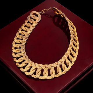 Antique Vintage Mid Century Gold Filled Gf Russian Weave Huge Collar Necklace