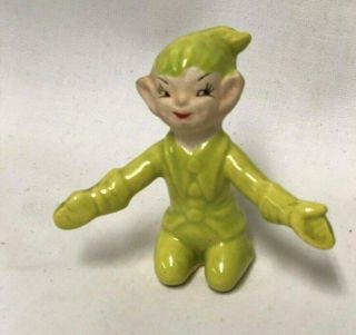 Vintage Gilner Christmas Elf/pixie Kneeling Figurine Lime Green Suit 1950s Cute