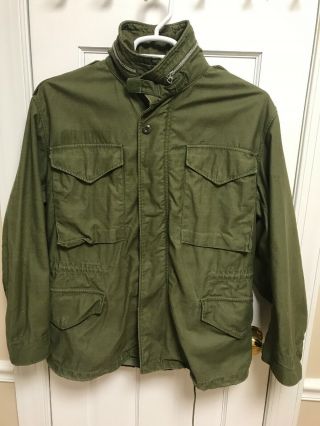 Vtg Us Army Military Men’s Field Jacket Cold Weather Coat Green Sz Medium Short