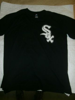 Majestic MLB CHICAGO WHITE SOX Baseball 2 button Shirt Sz 2XL Black short sleeve 3