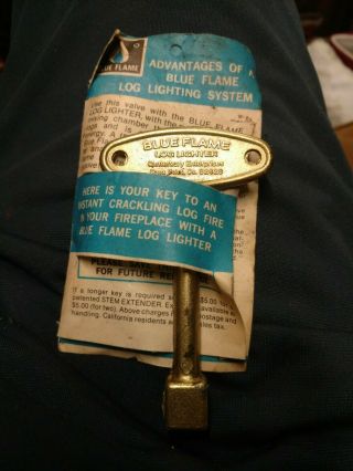 Vintage Fireplace Gas Key Blue Flame Log Lighter Canterbury Enterprises (o87)