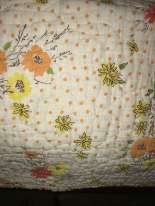 Vintage 70’s Blanket Floral Throw Quilted Bedding Bed Cover 2